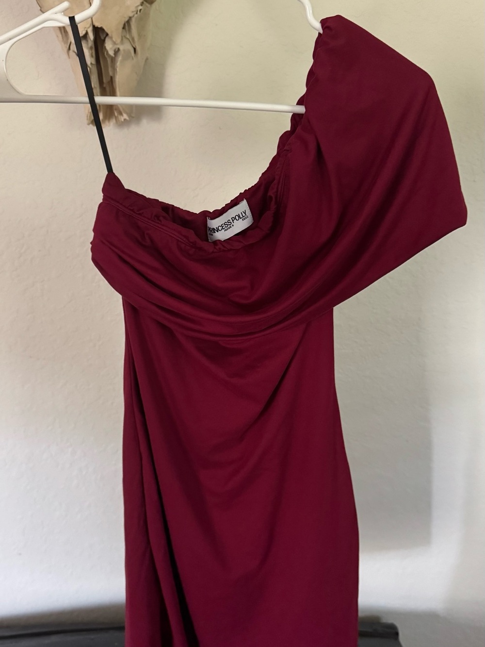 Princess Polly Laurencia One Shoulder Mini Dress in Cherry